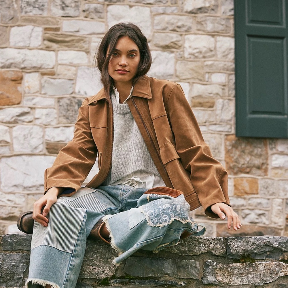 Free People Suede Brown Cropped Jacket - Picture 5 of 5